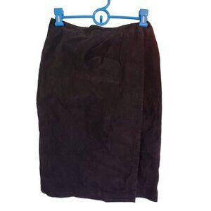 Vintage 80s 90s Black Silky Pig Suede Leather Pencil Skirt Size Women's Size 6